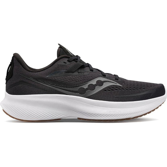Women's Saucony Ride 15, Black/Gum, 7.5 B Medium